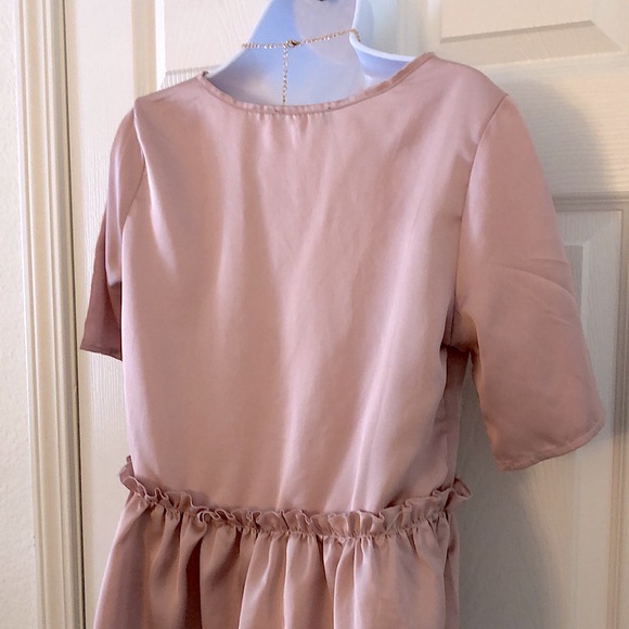 New Blush Pink Peplum Ruffle Boho Top - Picture 14 of 15